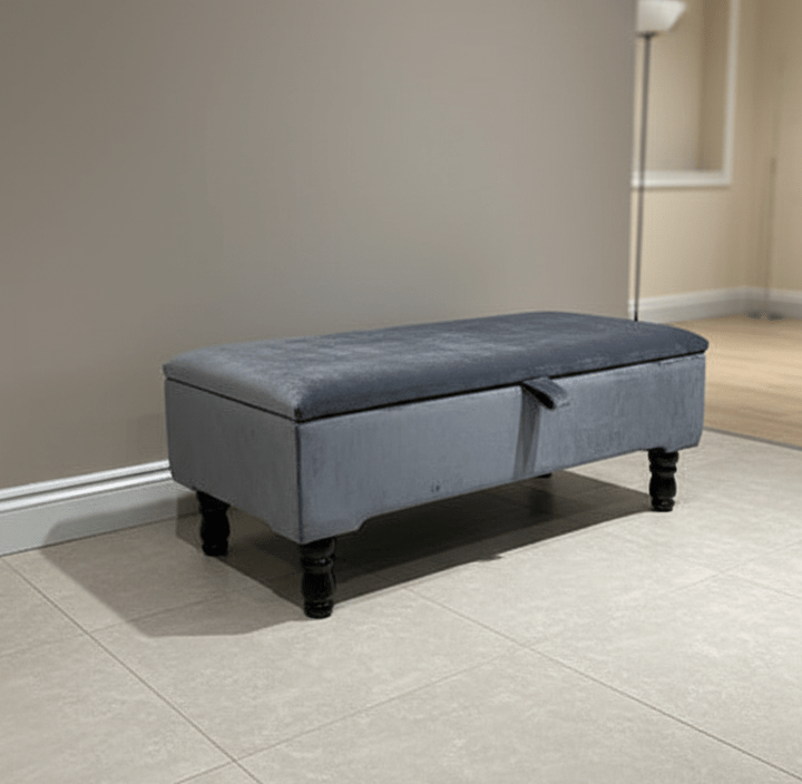 Dark Grey Plain Coffee Table Ottoman Storage Bench | Dark Grey Coffee Table Pouffe - ISTOOLS