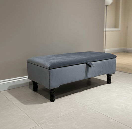 Dark Grey Plain Coffee Table Ottoman Storage Bench | Dark Grey Coffee Table Pouffe - ISTOOLS