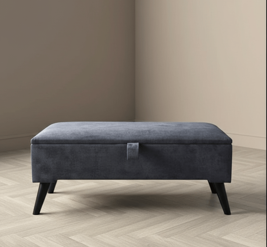 Space-saving dark grey ottoman bench for small apartments - ISTOOLS