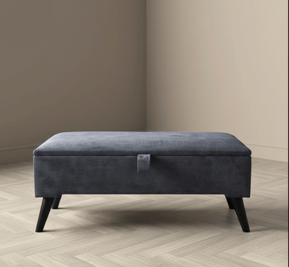 Space-saving dark grey ottoman bench for small apartments - ISTOOLS