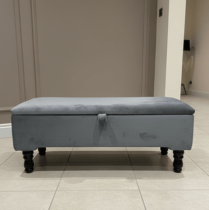 Multifunctional living room ottoman bench in dark grey fabric - ISTOOLS