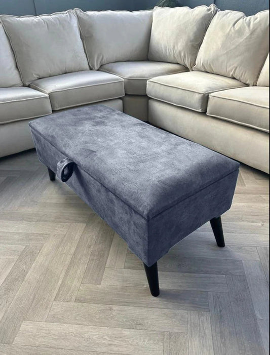Dark Grey Plain Coffee Table Ottoman Storage Bench | Dark Grey Coffee Table Pouffe - ISTOOLS