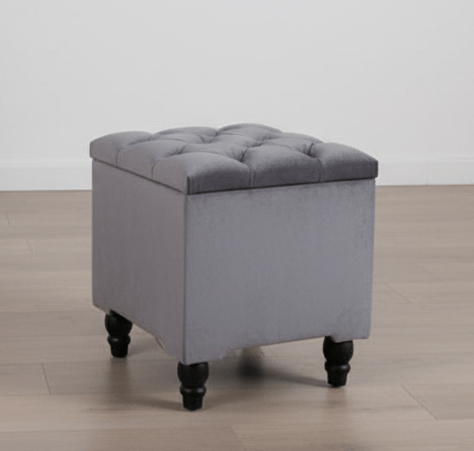Dark Grey Small coffee table Storage Box | Ottoman Storage Seat | Grey Ottoman Pouffe - ISTOOLS