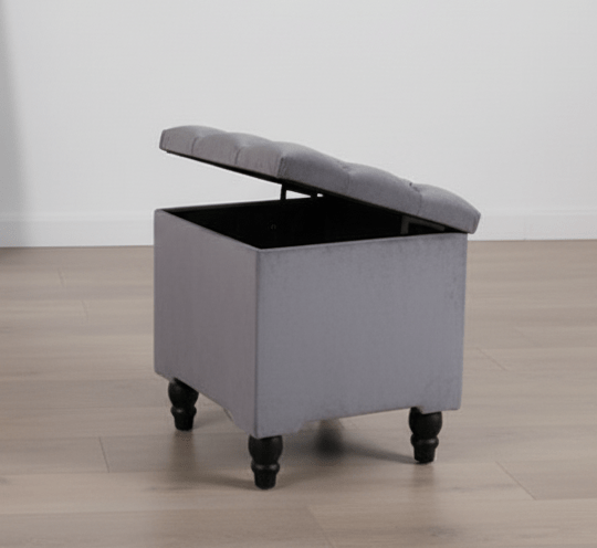 Dark Grey Small coffee table Storage Box | Ottoman Storage Seat | Grey Ottoman Pouffe - ISTOOLS