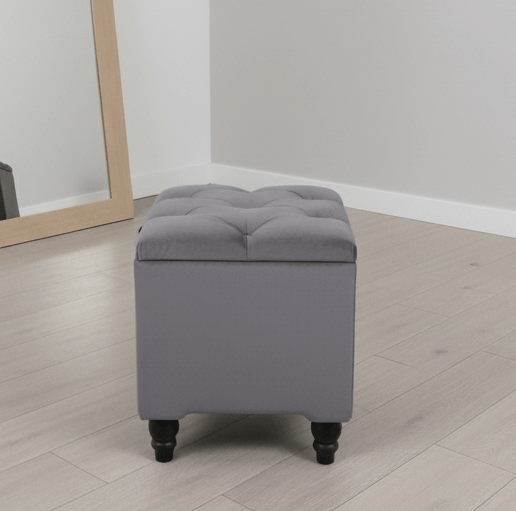 Dark Grey Small coffee table Storage Box | Ottoman Storage Seat | Grey Ottoman Pouffe - ISTOOLS
