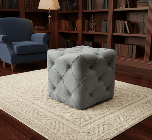 Dark Grey Square Cube Deep Buttoned Fabric Coffee Table – ISTOOLS