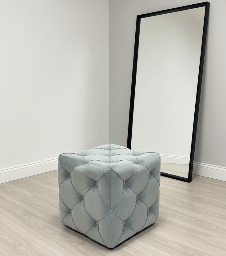 Modern grey fabric cube coffee table with hidden storage for living room - ISTOOLS
