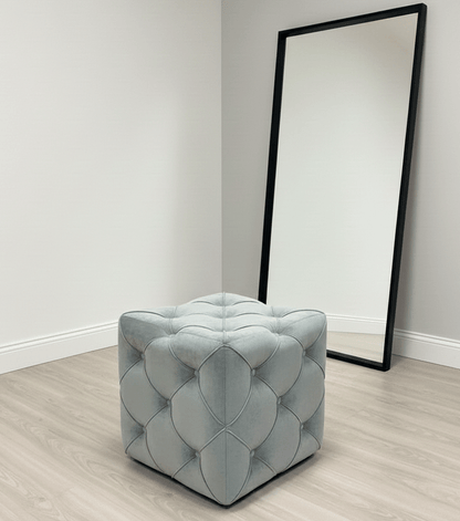 Modern grey fabric cube coffee table with hidden storage for living room - ISTOOLS