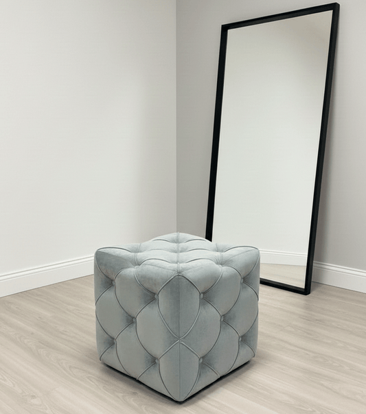 Modern grey fabric cube coffee table with hidden storage for living room - ISTOOLS