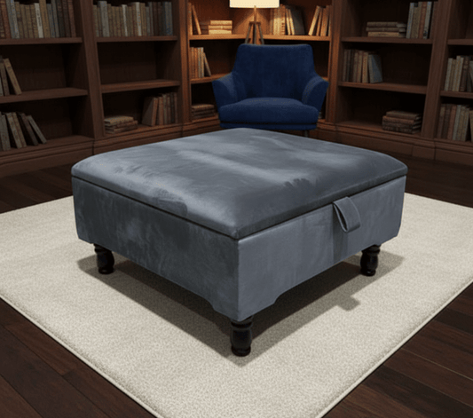 Dark grey square storage ottoman coffee table for UK living room - ISTOOLS