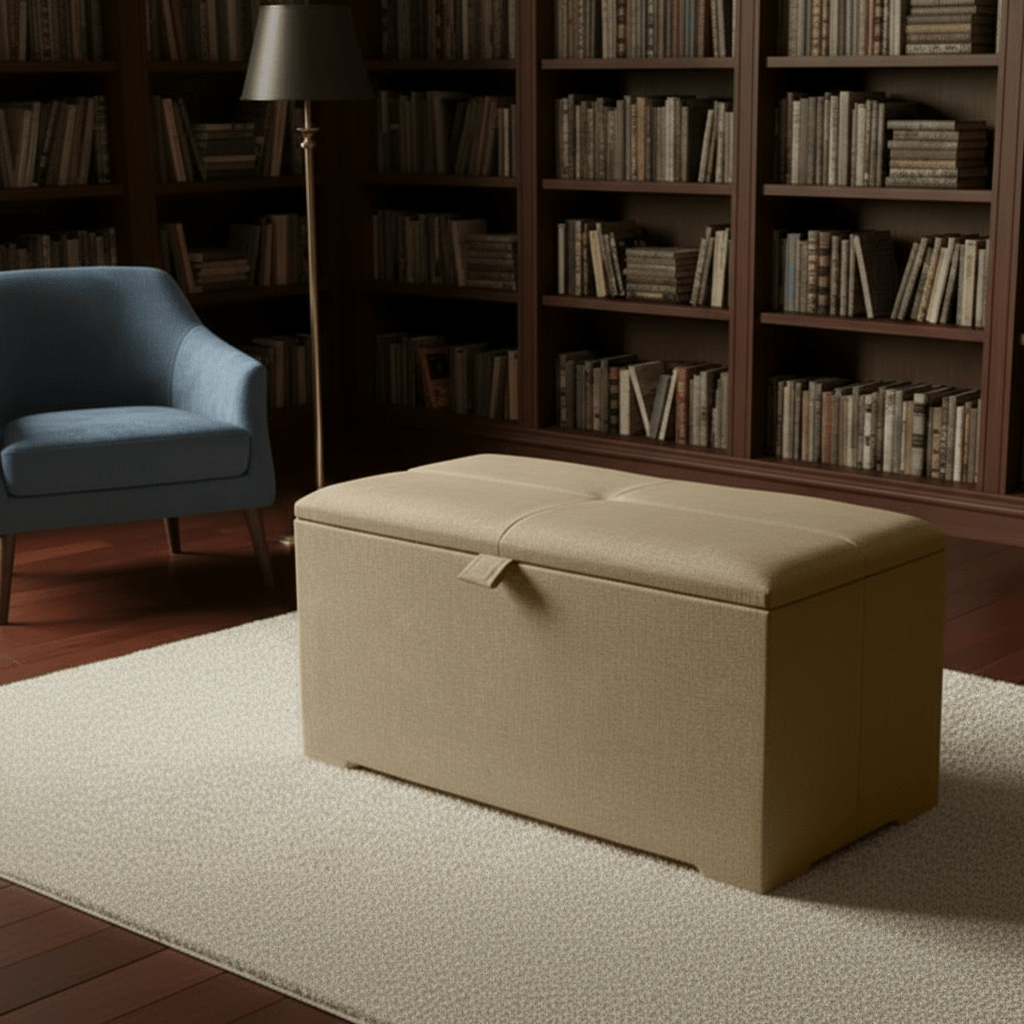 Deep Storage Ottoman Bench Seat – Upholstered Bedroom Storage Box - ISTOOLS