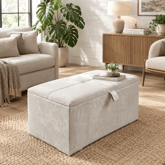 Deep Storage Ottoman Bench Seat – Upholstered Bedroom Storage Box - ISTOOLS