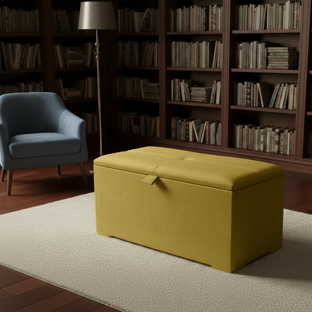 Deep Storage Ottoman Bench Seat – Upholstered Bedroom Storage Box - ISTOOLS