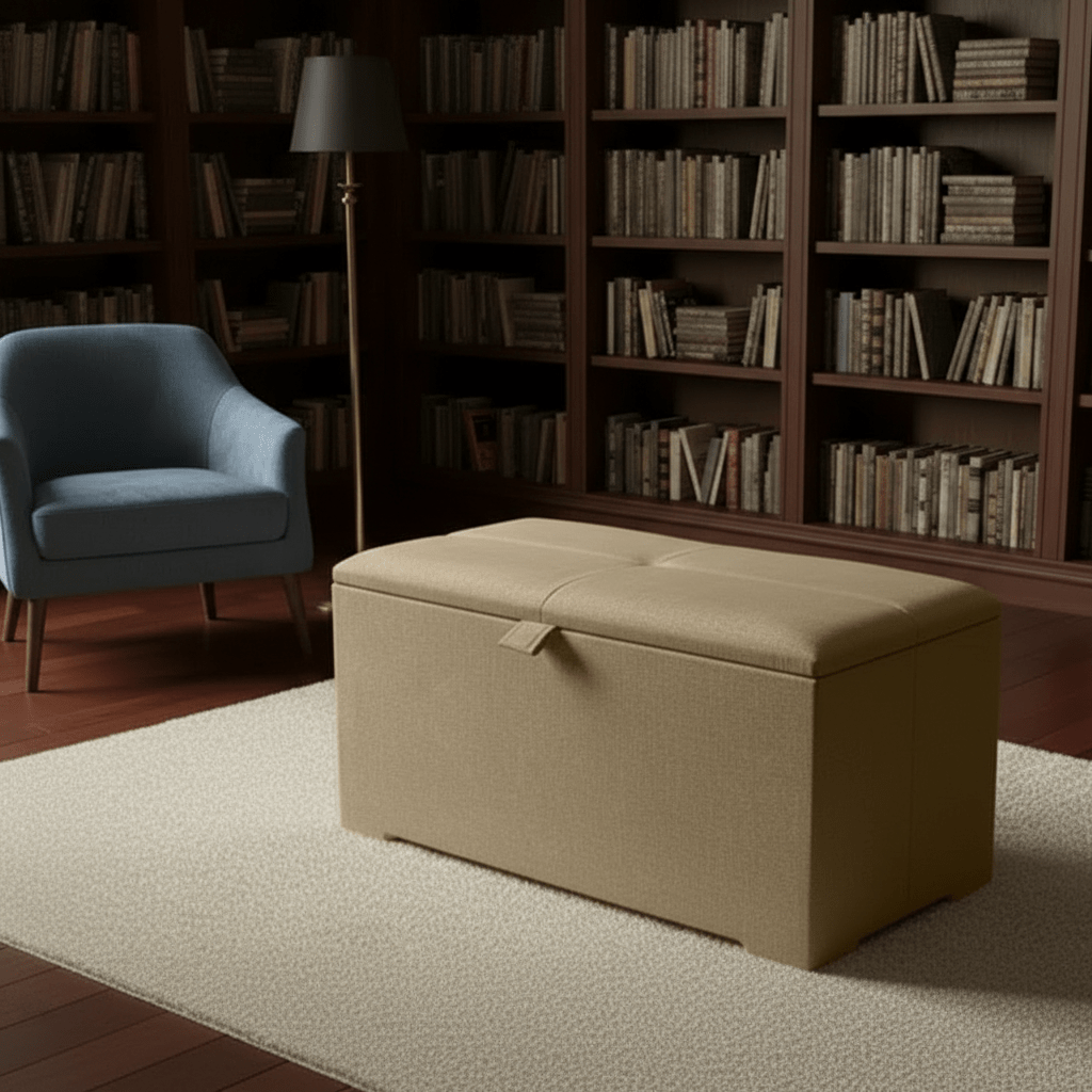 Deep Storage Ottoman Bench Seat – Upholstered Bedroom Storage Box - ISTOOLS