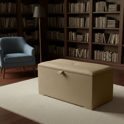 Deep Storage Ottoman Bench Seat – Upholstered Bedroom Storage Box - ISTOOLS