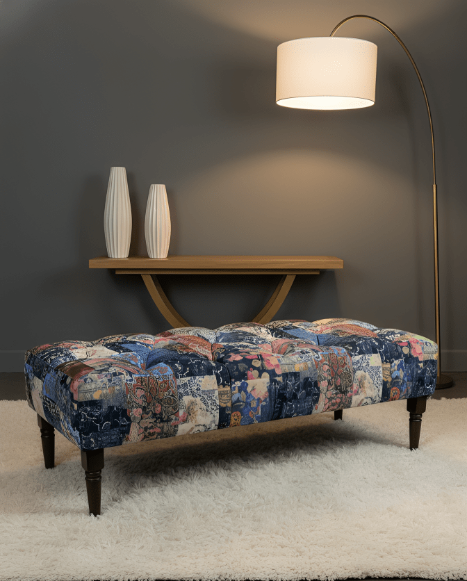 Demask multicolour Footstool | multicolour Bench | Demask Bench coffee table - ISTOOLS