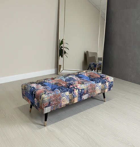Demask Upholstered Footstool Ottoman – Handmade Stylish Seating - ISTOOLS