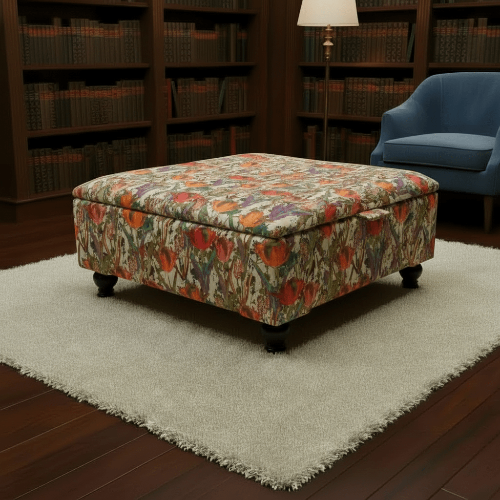 Designer Fabric Coffee Table Box – Artistic Storage Ottoman for Living Room Centrepiece - ISTOOLS