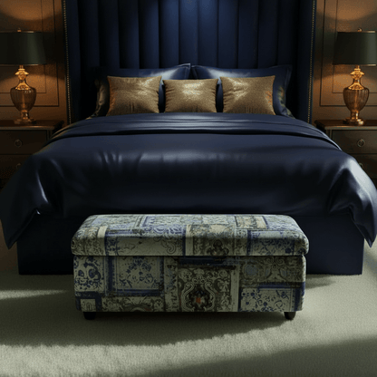 Designer Pattern Bedroom Storage Bench Premium Upholstery - ISTOOLS
