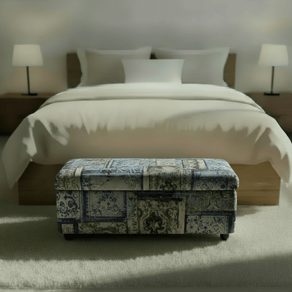 Designer Pattern Bedroom Storage Bench Premium Upholstery - ISTOOLS