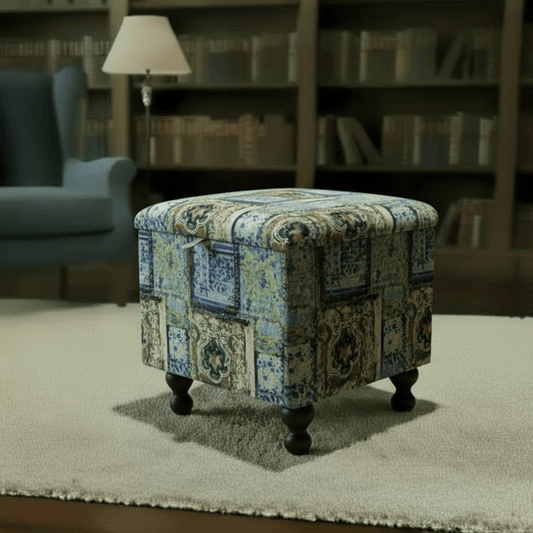 Designer Pattern Square Storage Bench Premium Upholstery UK - ISTOOLS