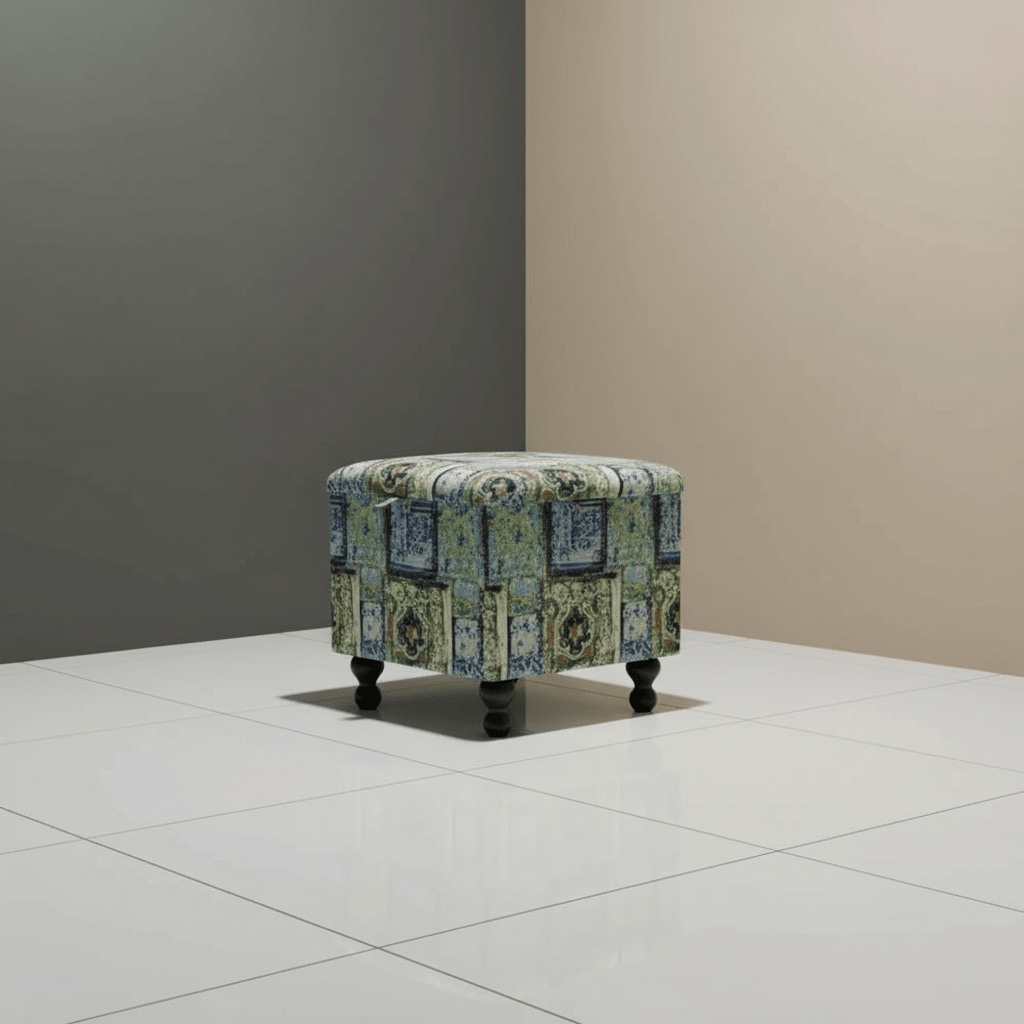 Designer Pattern Square Storage Bench Premium Upholstery UK - ISTOOLS