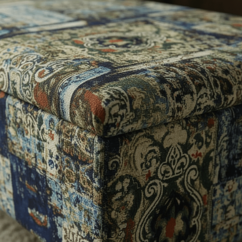 Designer Pattern Storage Bench Premium Upholstery UK - ISTOOLS