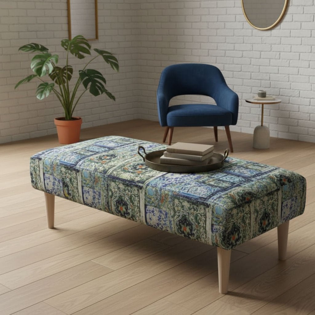 Designer Pattern Storage Bench Premium Upholstery UK - ISTOOLS