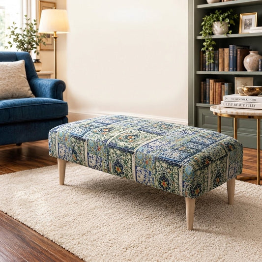 Designer Pattern Storage Bench Premium Upholstery UK - ISTOOLS
