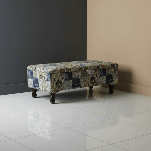 Designer Pattern Storage Bench Premium Upholstery UK - ISTOOLS