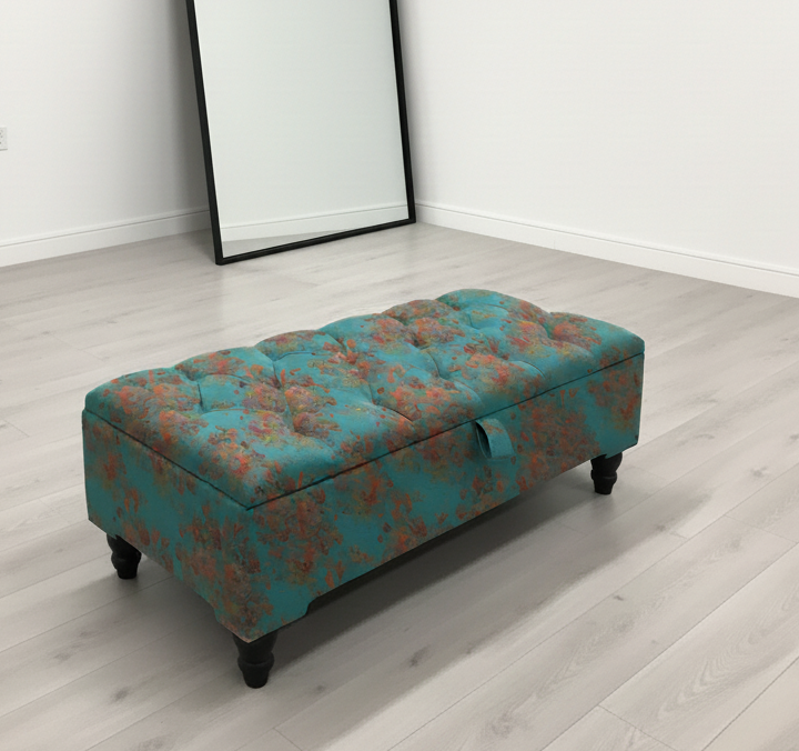 PREMIUM Teal Blue Floral Chenille