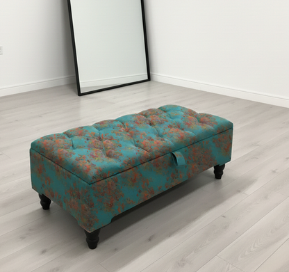 PREMIUM Teal Blue Floral Chenille