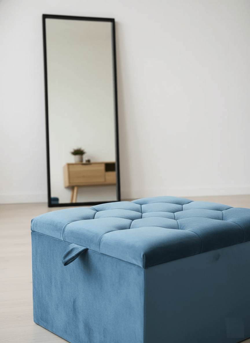 Duck Egg Blue coffee table Small Storage Box | Small Ottoman Storage Box UK - ISTOOLS