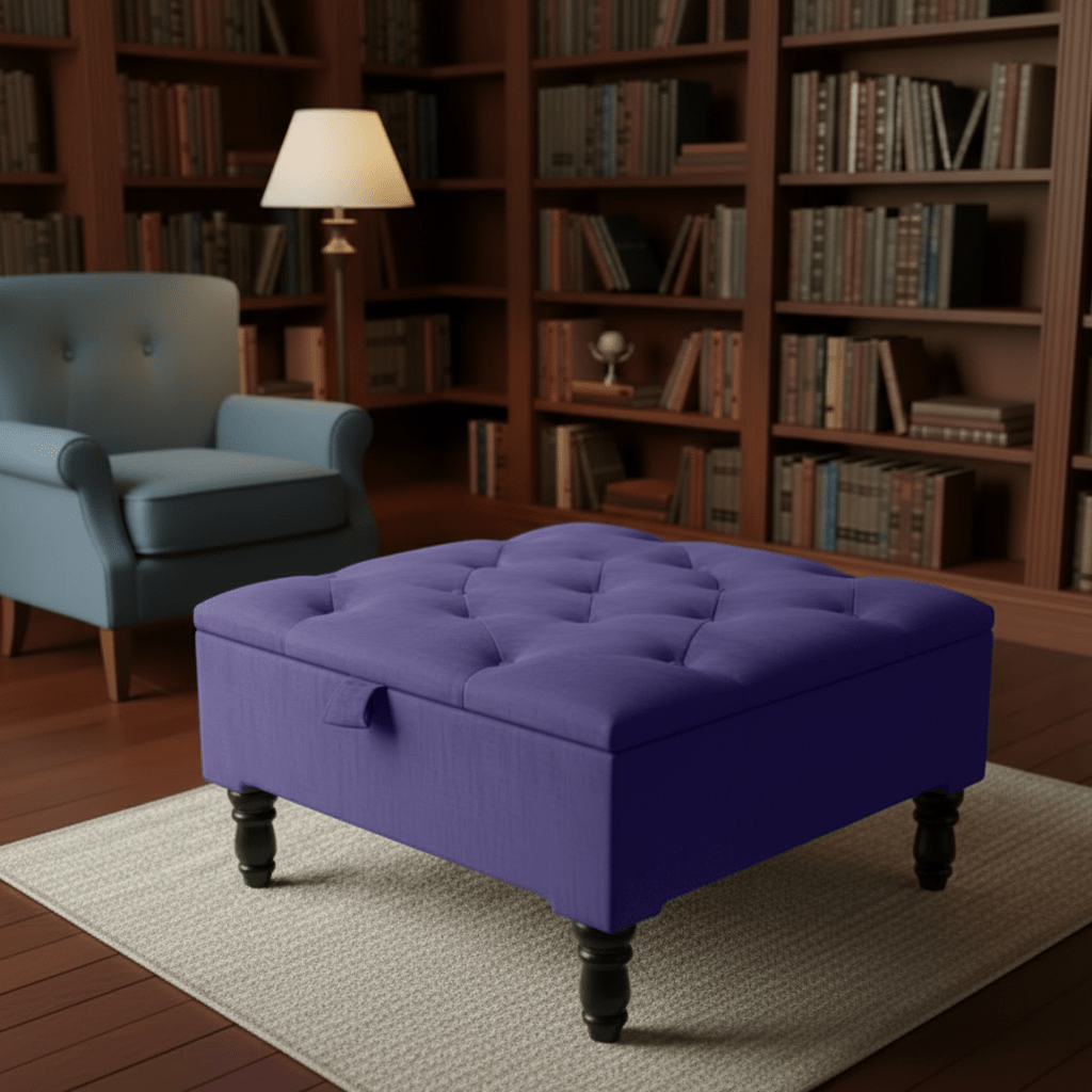 Duck Egg Blue Storage Ottoman – Velvet Chesterfield Coffee Table & Footstool - ISTOOLS