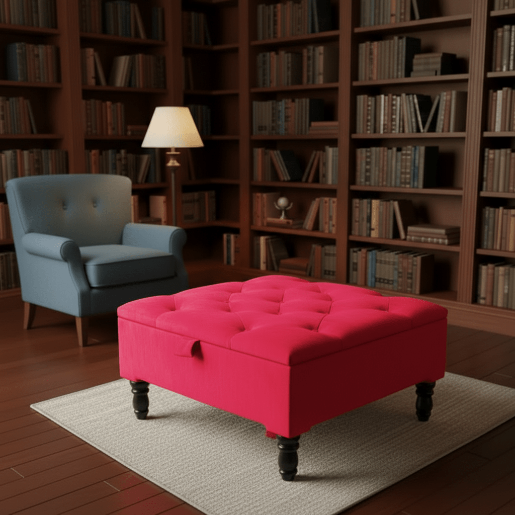 Duck Egg Blue Storage Ottoman – Velvet Chesterfield Coffee Table & Footstool - ISTOOLS