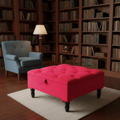 Duck Egg Blue Storage Ottoman – Velvet Chesterfield Coffee Table & Footstool - ISTOOLS