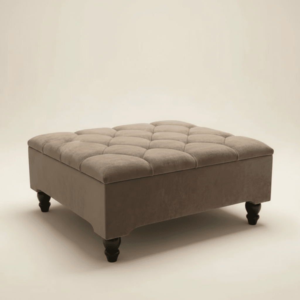 Duck Egg Blue Storage Ottoman – Velvet Chesterfield Coffee Table & Footstool - ISTOOLS