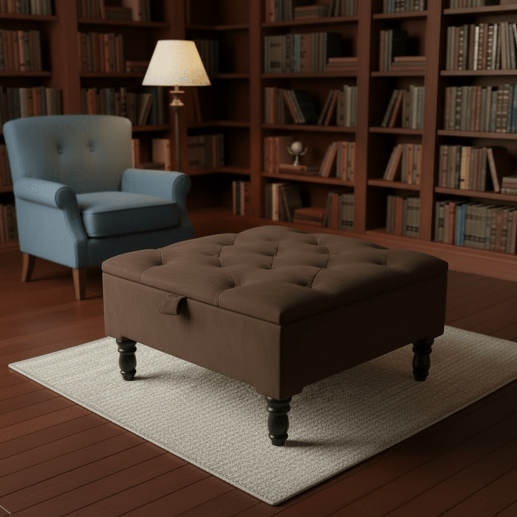 Duck Egg Blue Storage Ottoman – Velvet Chesterfield Coffee Table & Footstool - ISTOOLS