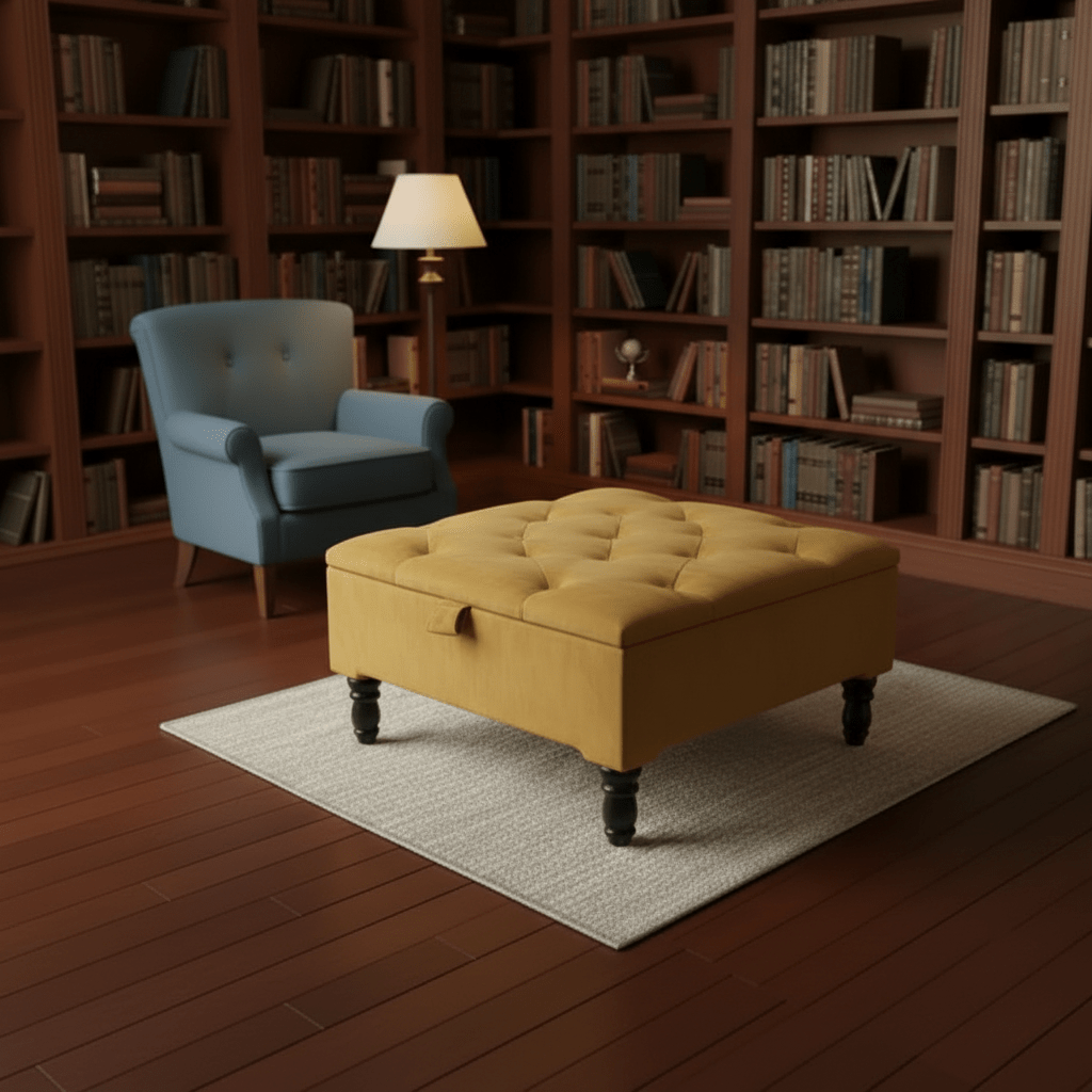 Duck Egg Blue Storage Ottoman – Velvet Chesterfield Coffee Table & Footstool - ISTOOLS