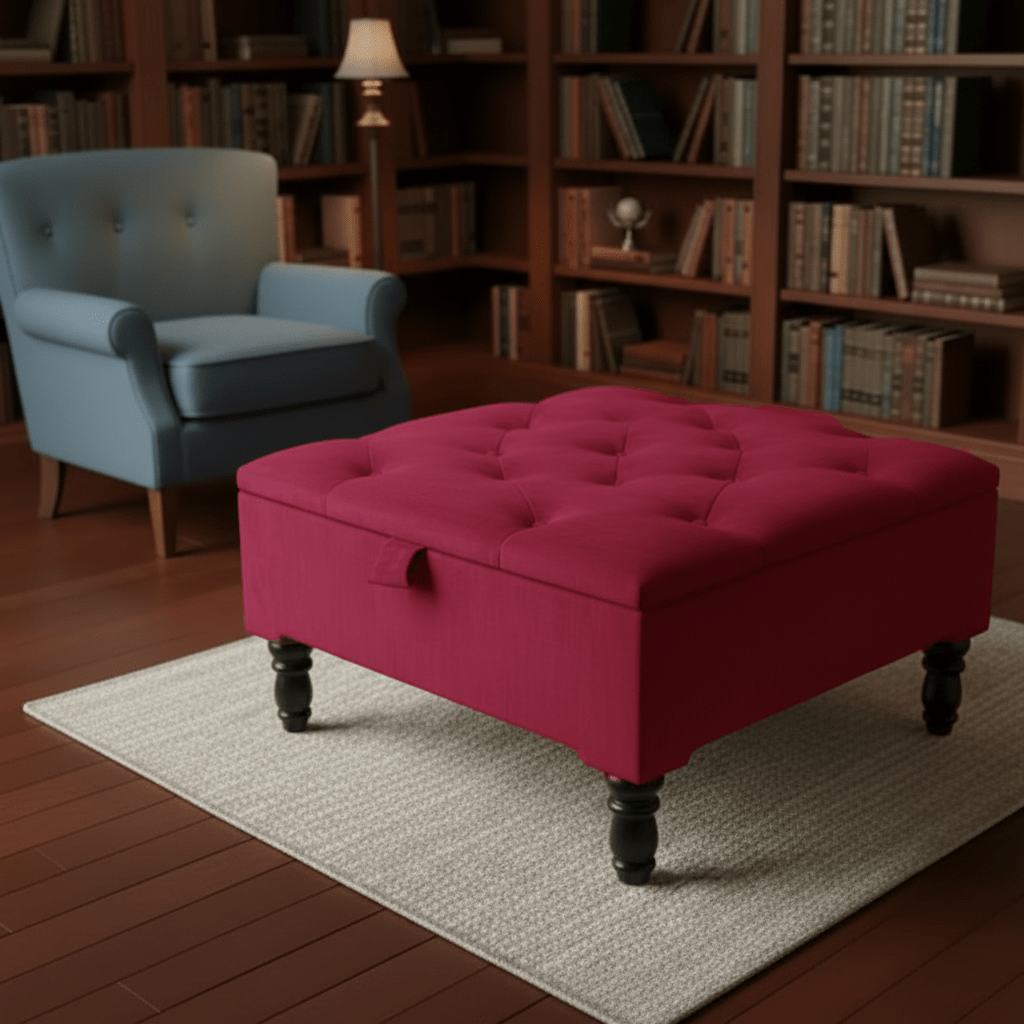 Duck Egg Blue Storage Ottoman – Velvet Chesterfield Coffee Table & Footstool - ISTOOLS