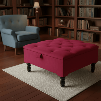 Duck Egg Blue Storage Ottoman – Velvet Chesterfield Coffee Table & Footstool - ISTOOLS