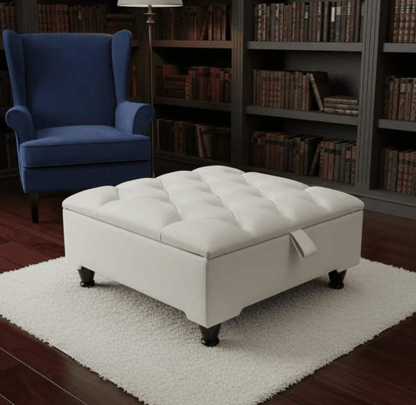 Duck Egg Blue Storage Ottoman – Velvet Chesterfield Coffee Table & Footstool - ISTOOLS