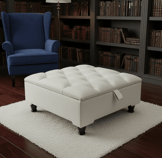 Duck Egg Blue Storage Ottoman – Velvet Chesterfield Coffee Table & Footstool - ISTOOLS