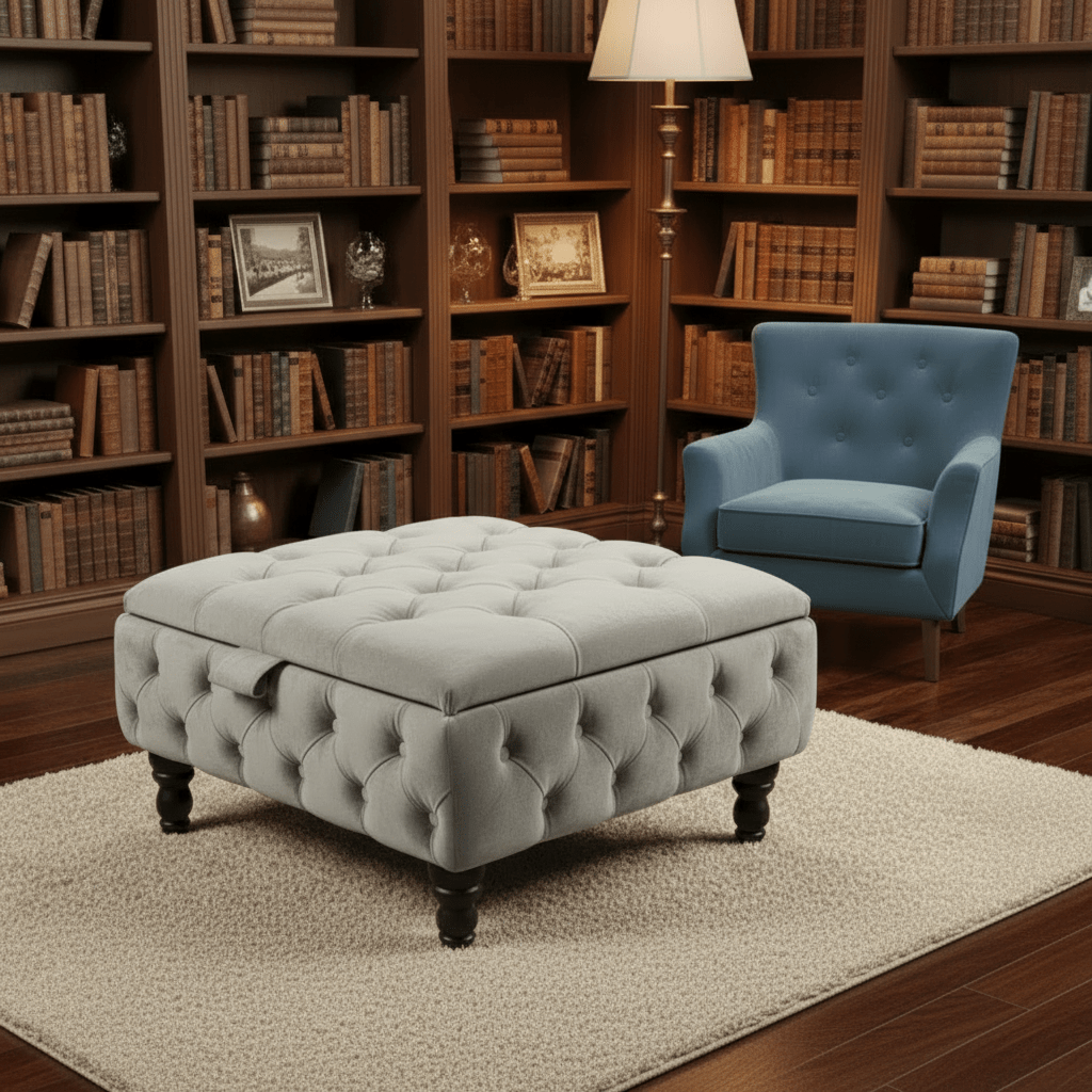 Duck Egg Blue Velvet Chesterfield Ottoman Storage Coffee Table – Stylish Multifunctional Furniture - ISTOOLS