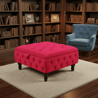 Duck Egg Blue Velvet Chesterfield Ottoman Storage Coffee Table – Stylish Multifunctional Furniture - ISTOOLS