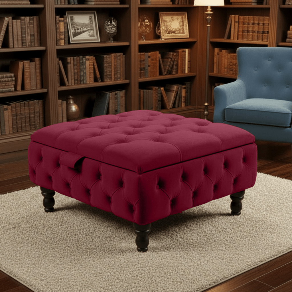 Duck Egg Blue Velvet Chesterfield Ottoman Storage Coffee Table – Stylish Multifunctional Furniture - ISTOOLS