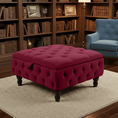 Duck Egg Blue Velvet Chesterfield Ottoman Storage Coffee Table – Stylish Multifunctional Furniture - ISTOOLS