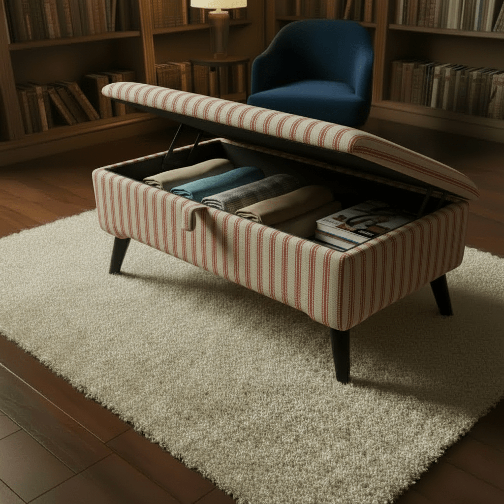 Durable Fabric Ottoman Seat for Guest Rooms – Multi - Purpose Footstool & Storage Bench - ISTOOLS