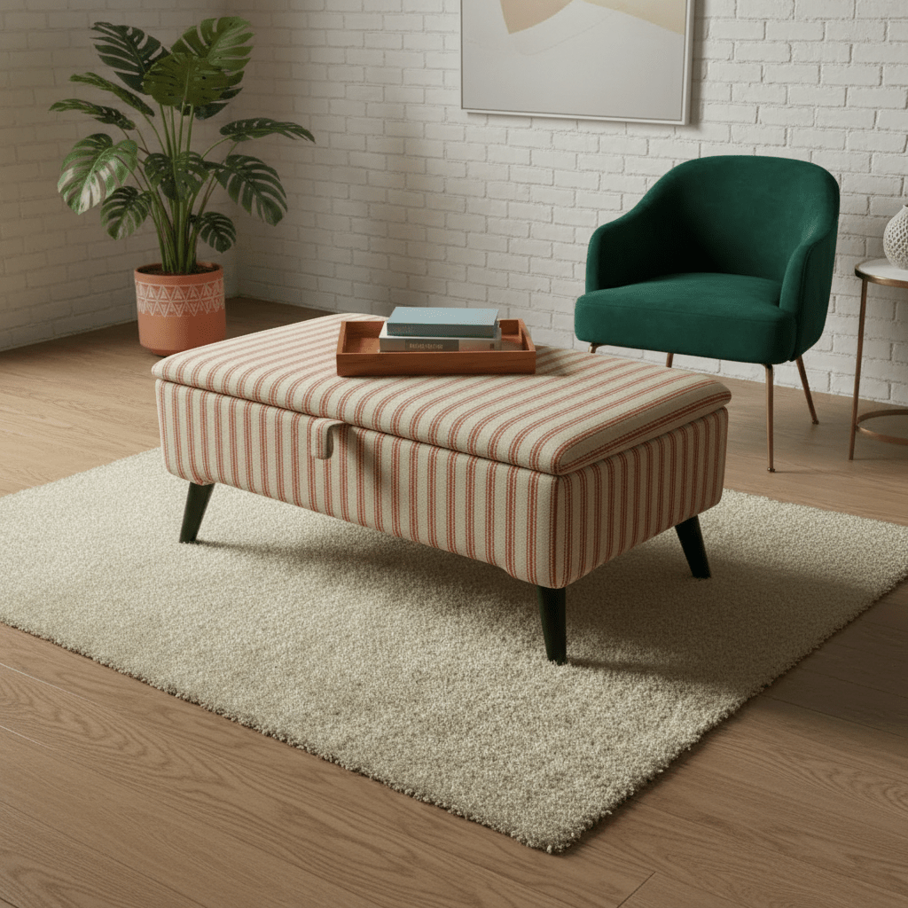 Durable Fabric Ottoman Seat for Guest Rooms – Multi - Purpose Footstool & Storage Bench - ISTOOLS