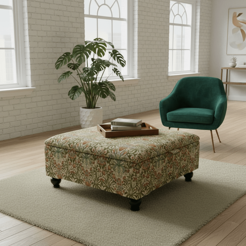 Durable Hand - finished Large Upholstered Ottoman Stool – Multi - Functional & Stylish - ISTOOLS